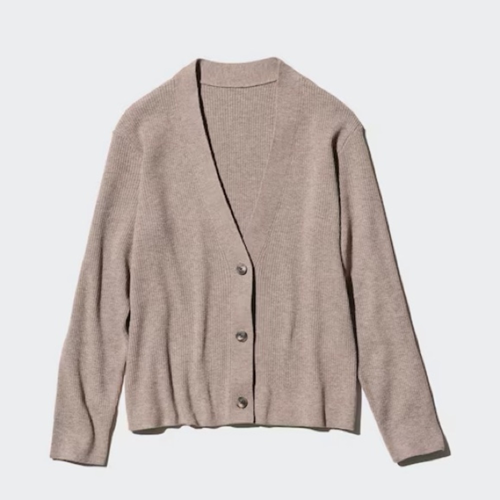 Uniqlo Tan Ribbed Cardigan Sweater NWT